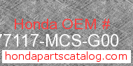 Honda 77117-MCS-G00 genuine part number image