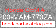 Honda 77200-MAM-770ZA genuine part number image
