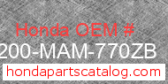 Honda 77200-MAM-770ZB genuine part number image