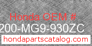 Honda 77200-MG9-930ZC genuine part number image