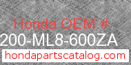 Honda 77200-ML8-600ZA genuine part number image