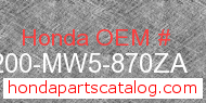 Honda 77200-MW5-870ZA genuine part number image