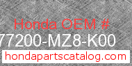 Honda 77200-MZ8-K00 genuine part number image