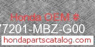 Honda 77201-MBZ-G00 genuine part number image
