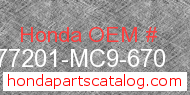 Honda 77201-MC9-670 genuine part number image