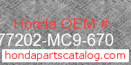 Honda 77202-MC9-670 genuine part number image