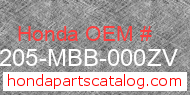 Honda 77205-MBB-000ZV genuine part number image