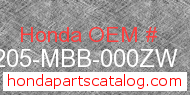 Honda 77205-MBB-000ZW genuine part number image