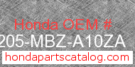 Honda 77205-MBZ-A10ZA genuine part number image
