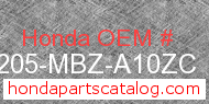Honda 77205-MBZ-A10ZC genuine part number image