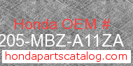 Honda 77205-MBZ-A11ZA genuine part number image
