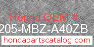 Honda 77205-MBZ-A40ZB genuine part number image