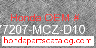 Honda 77207-MCZ-D10 genuine part number image