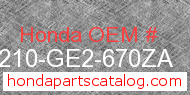 Honda 77210-GE2-670ZA genuine part number image