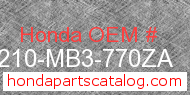 Honda 77210-MB3-770ZA genuine part number image