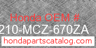 Honda 77210-MCZ-670ZA genuine part number image