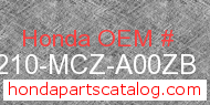 Honda 77210-MCZ-A00ZB genuine part number image