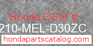 Honda 77210-MEL-D30ZC genuine part number image