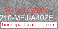 Honda 77210-MFJ-A40ZE genuine part number image