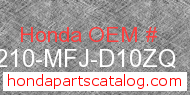 Honda 77210-MFJ-D10ZQ genuine part number image