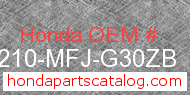 Honda 77210-MFJ-G30ZB genuine part number image