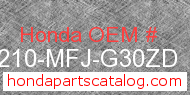 Honda 77210-MFJ-G30ZD genuine part number image
