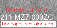 Honda 77211-MZ7-000ZC genuine part number image