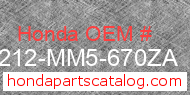 Honda 77212-MM5-670ZA genuine part number image