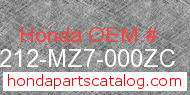 Honda 77212-MZ7-000ZC genuine part number image