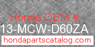 Honda 77213-MCW-D60ZA genuine part number image