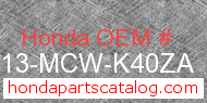 Honda 77213-MCW-K40ZA genuine part number image
