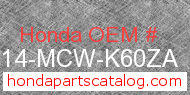 Honda 77214-MCW-K60ZA genuine part number image