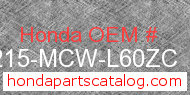 Honda 77215-MCW-L60ZC genuine part number image