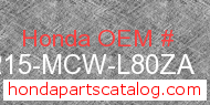Honda 77215-MCW-L80ZA genuine part number image