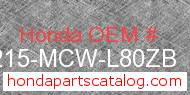 Honda 77215-MCW-L80ZB genuine part number image