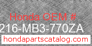 Honda 77216-MB3-770ZA genuine part number image