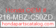 Honda 77216-MBZ-C50ZD genuine part number image