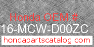 Honda 77216-MCW-D00ZC genuine part number image