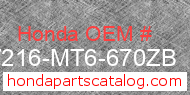 Honda 77216-MT6-670ZB genuine part number image
