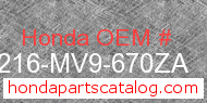 Honda 77216-MV9-670ZA genuine part number image
