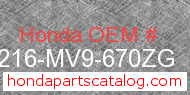 Honda 77216-MV9-670ZG genuine part number image