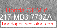 Honda 77217-MB3-770ZA genuine part number image