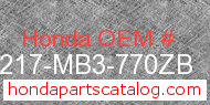 Honda 77217-MB3-770ZB genuine part number image