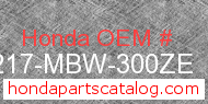 Honda 77217-MBW-300ZE genuine part number image