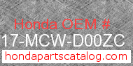Honda 77217-MCW-D00ZC genuine part number image