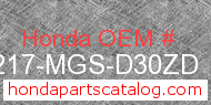 Honda 77217-MGS-D30ZD genuine part number image