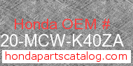 Honda 77220-MCW-K40ZA genuine part number image