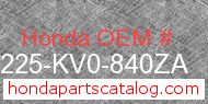 Honda 77225-KV0-840ZA genuine part number image