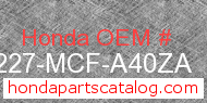 Honda 77227-MCF-A40ZA genuine part number image