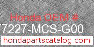 Honda 77227-MCS-G00 genuine part number image